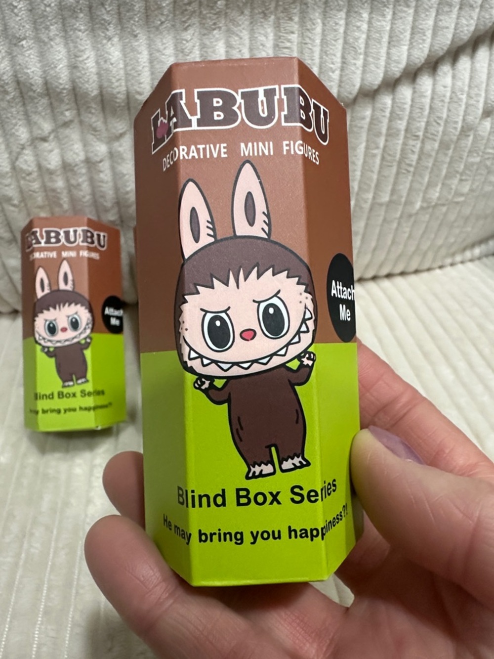 Labubu Blind Box Series Decorative Mini Figure - Brown & Lime Green. New.